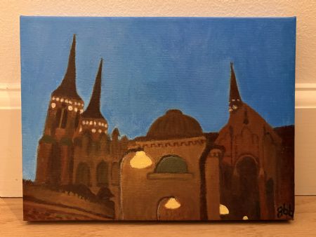 Akryl maleri Roskilde Cathedral Through a Lens af Georgia Brask malet i 2018