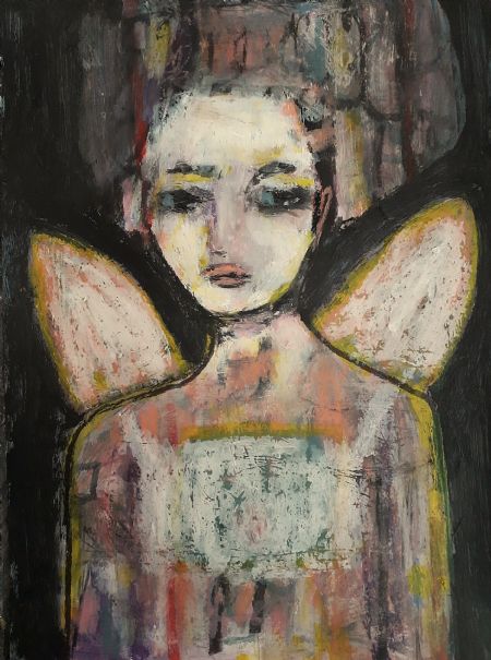 Blandede medier maleri Lost angel af Lili Hollesen malet i 2026