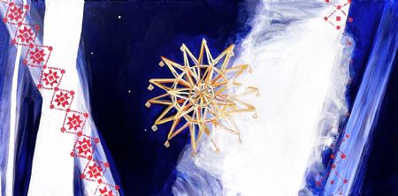 Akryl maleri Winter Star af Liubov Shvets malet i 2024