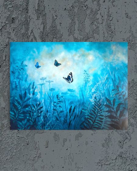 Akryl maleri Whispers of Blue af Anita Zophia Sønderup malet i 2026