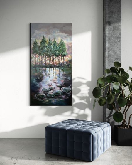 Akryl maleri HARMONIOUS REFLECTION af Dorrit Wagner malet i 2026