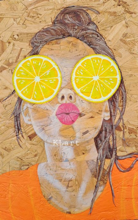 Akryl maleri Lemoneese af KL art malet i 2026