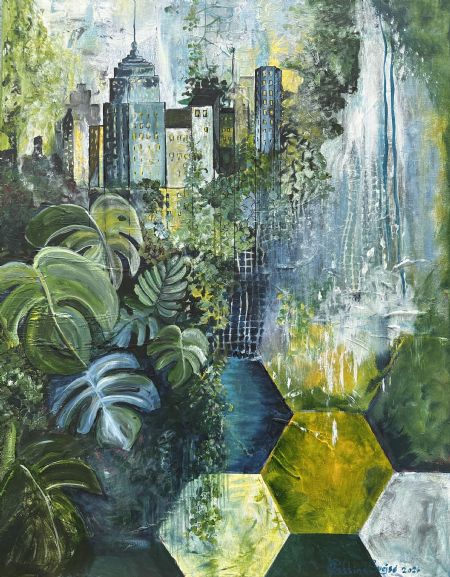 Akryl maleri City jungle af Bettina Svejsø malet i 2026