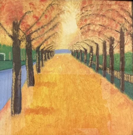 Olie maleri Golden road af Debora P Berthelsen malet i 221