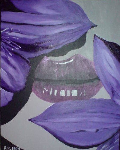 Akryl maleri flowerlips af R.Fleron malet i 2010