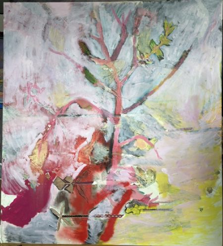 Blandede medier maleri Pink desert flower af Anne Sofie Hornemann malet i 2026