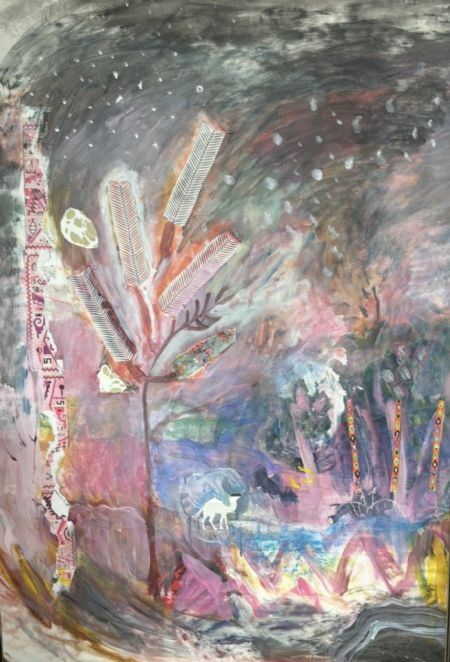 Blandede medier maleri The journey of a camel af Anne Sofie Hornemann malet i 2024