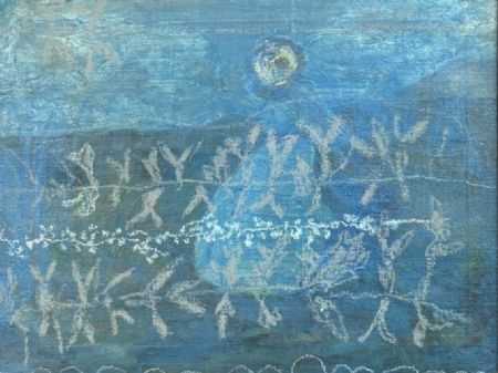 Akryl maleri Moonflowers af Anne Sofie Hornemann malet i 2025