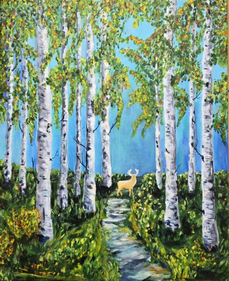Akryl maleri Forest Magic af Janne Lerbech malet i 