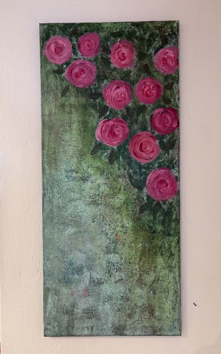 Akryl maleri Pink Roses af Annette Lyager malet i 2026