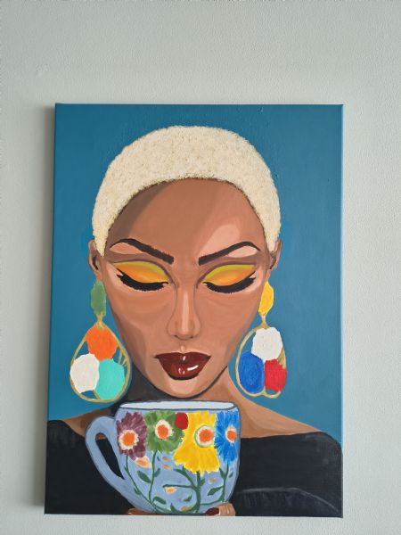 Akryl maleri My morning Cup af Jeannette Pia Pallesgaard Pedersen   tlf 28123718  malet i 2026