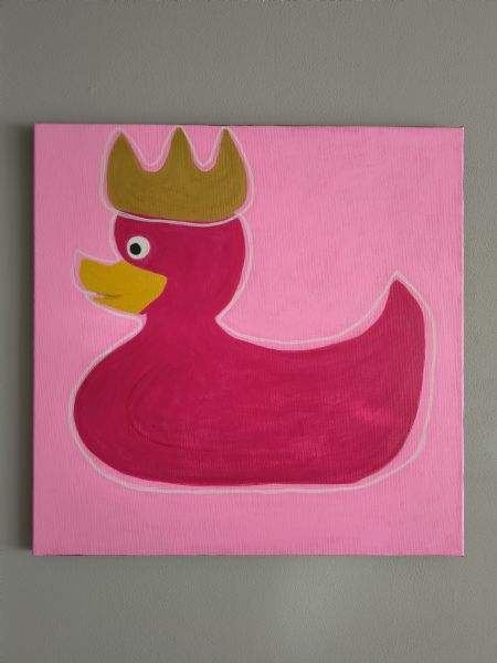 Akryl maleri Rubber duck queen af Jeannette Pia Pallesgaard Pedersen   tlf 28123718  malet i 2026