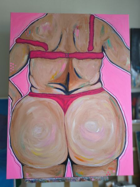 Akryl maleri Lets go pink af Jeannette Pia Pallesgaard Pedersen   tlf 28123718  malet i 2026