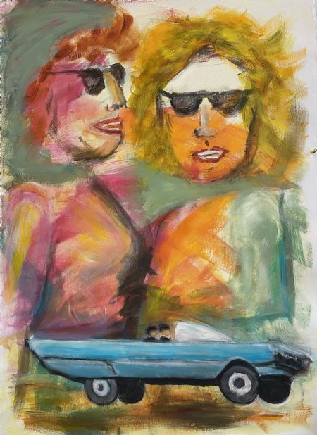 Akryl maleri Thelma and Louise af Bente Grøndahl Hansen malet i 2026