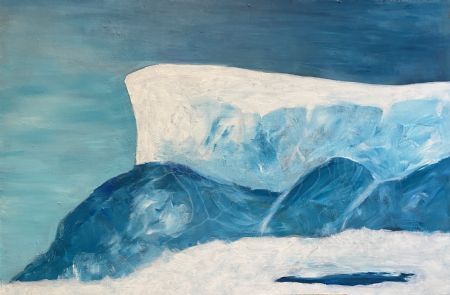 Akryl maleri Greenland in blue af Bente Grøndahl Hansen malet i 2025