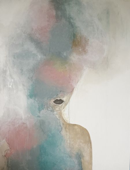 Akryl maleri The Woman and thte Burluesque Masquerade af LibeArt L.G. malet i 2026