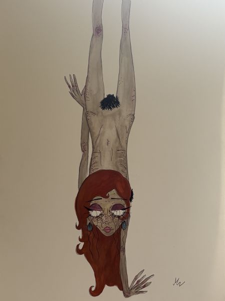 Akvarel maleri To be, or not to be on tiptoes af Marie Nordvig malet i 2026