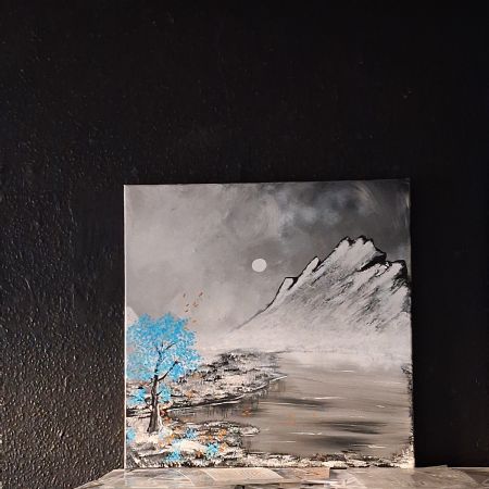 Akryl maleri Blue Tree af Marianne Larsen malet i 2026