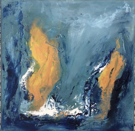 Blandede medier maleri Vand og ild nr 1 af Jannie Egholm malet i 2022