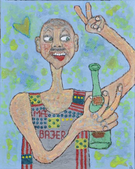 Blandede medier maleri Mæ´ bajer. www.Galleri-HJ.dk af Helle Jensen malet i 