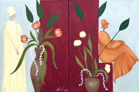 Akryl maleri A cozy day among the scent of flowers 1+2 af Isabel  Savannah malet i 2026
