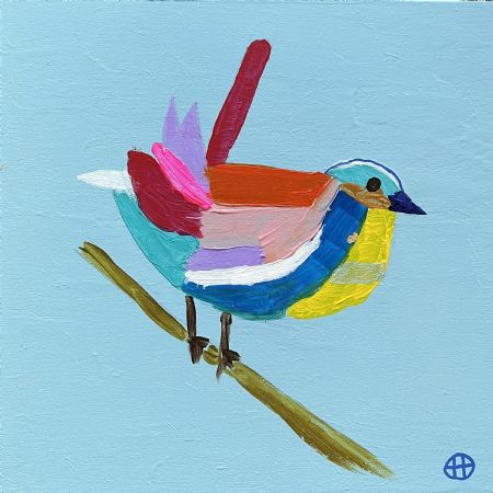 Akryl maleri Fugl 2 af Helle Olesen malet i 2026