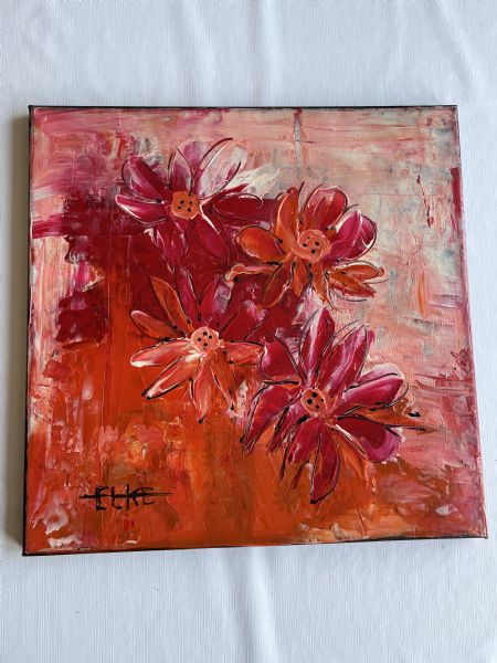 Akryl maleri Sommerblomster af Elke Petersen malet i 2016