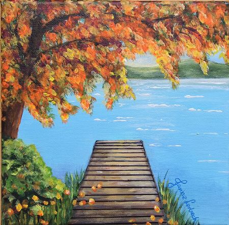 Akryl maleri Autumn Serenity af Janne Lerbech malet i 
