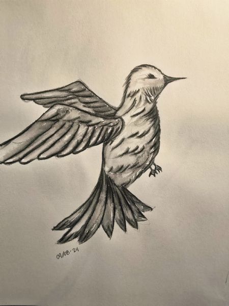 Akvarel maleri Free Spirit af Zala Art malet i 2024