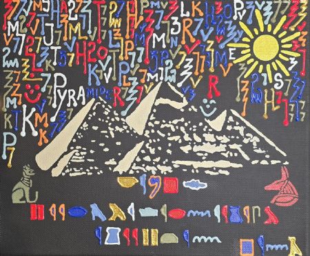 Akryl maleri Pyramider af Pia Larsen malet i 2025