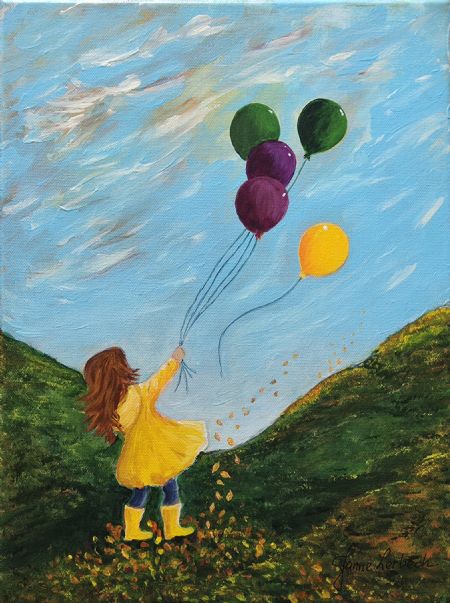 Akryl maleri Hold on and let go af Janne Lerbech malet i 