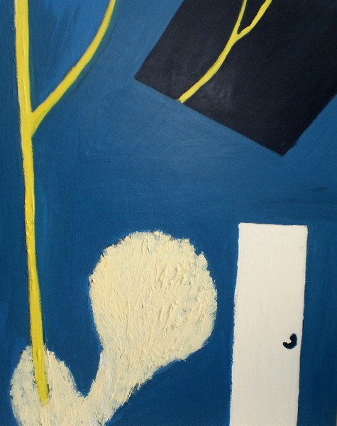 Blandede medier maleri Hvid dør af Mette Norrie malet i 2008