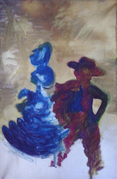 Akryl maleri Dansende af birla malet i 2001