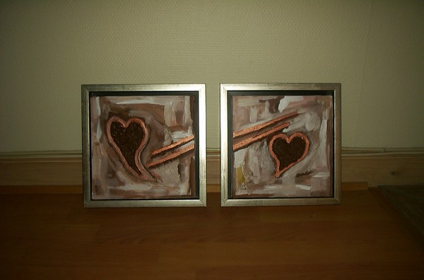 Akryl maleri hjertesorg af Lenette T malet i 2008