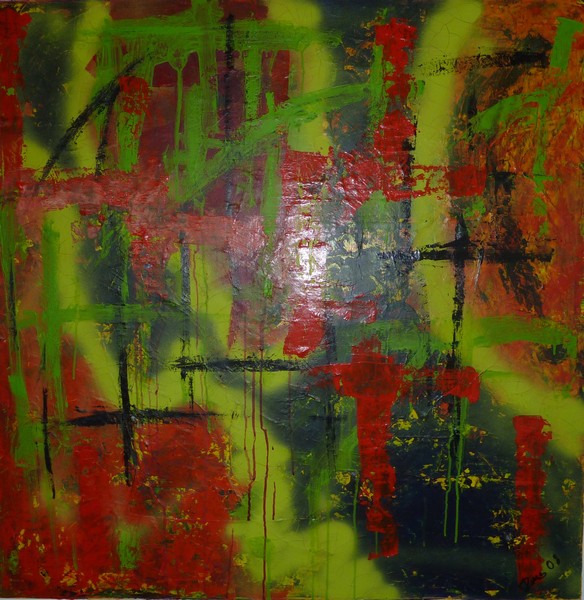 Akryl maleri Kosmos af Jesper Kelly Innes malet i 2008