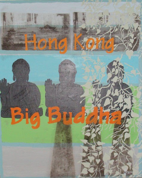 Akryl maleri Big Buddha af Susanne Borggaard malet i 2010