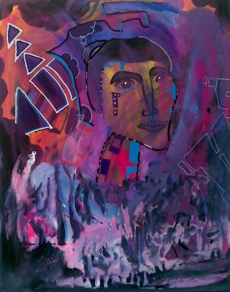Akryl maleri urban lady af Hofmann malet i 2010
