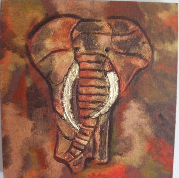 Akryl maleri Elephant af Mjuul malet i 2010