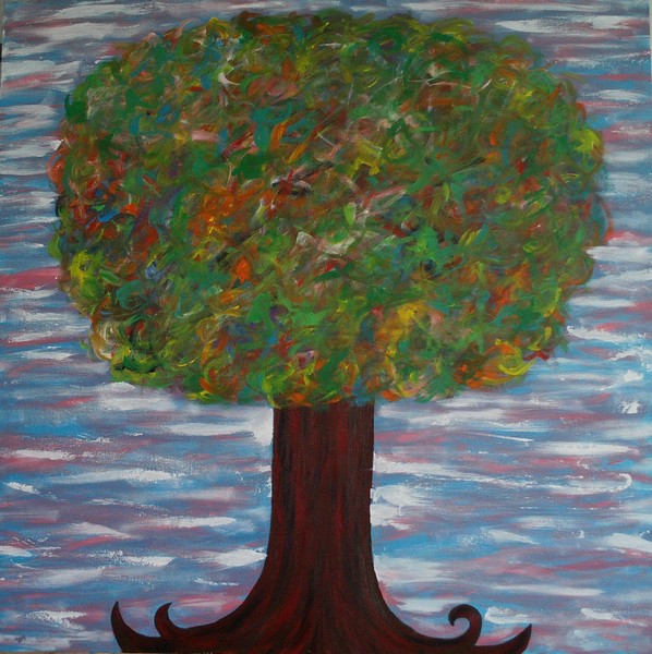 Akryl maleri Træ af Emma Østeraa malet i 2010