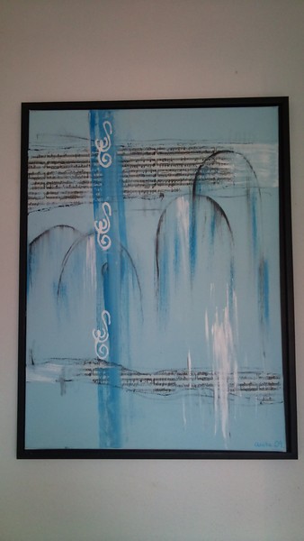 Blandede medier maleri Blue melody af Anisch malet i 2009