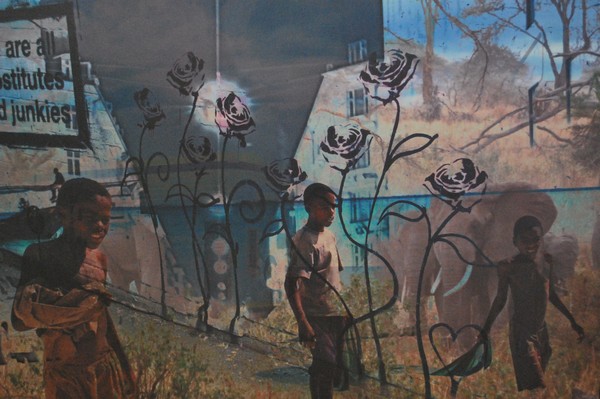 Collage maleri Modern jungle af Jesper Wøldike Brandt malet i 2010