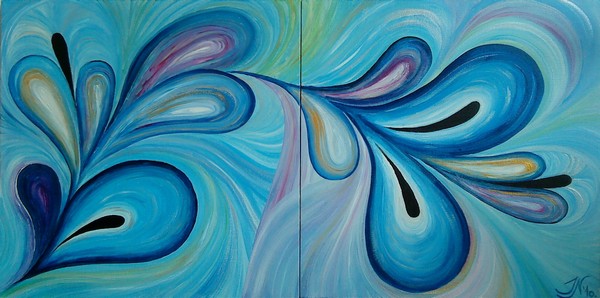 Akryl maleri Blue waves af Inese Nagla malet i 2010