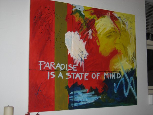 Blandede medier maleri paradise af stine sparwath malet i 2009
