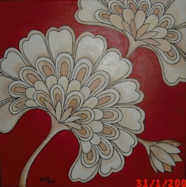 Akryl maleri blomst af Ilona malet i 2007