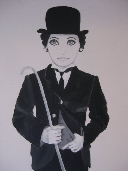 Akryl maleri Chaplin af CLR malet i 2010