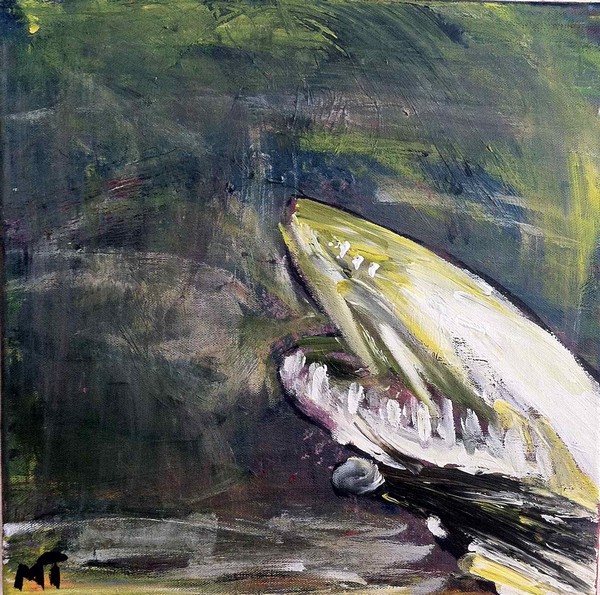 Akryl maleri White Shark af Marianne Tolstrup malet i 2010