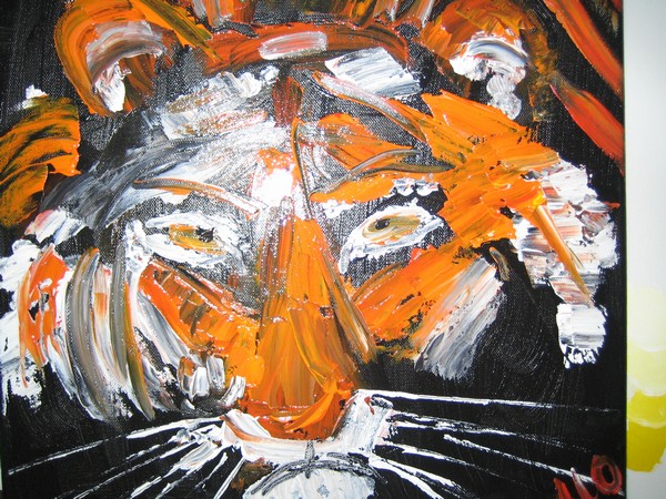 Akryl maleri Tiger af M.O. malet i 2006