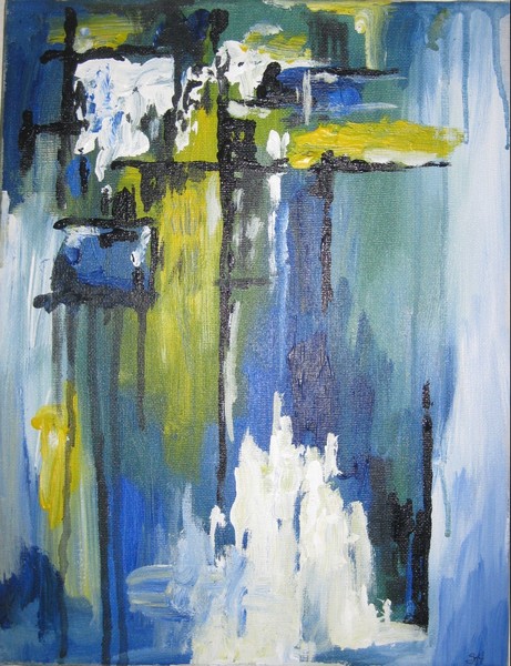 Akryl maleri Himmelstrøg af Sisse Haldrup malet i 2011