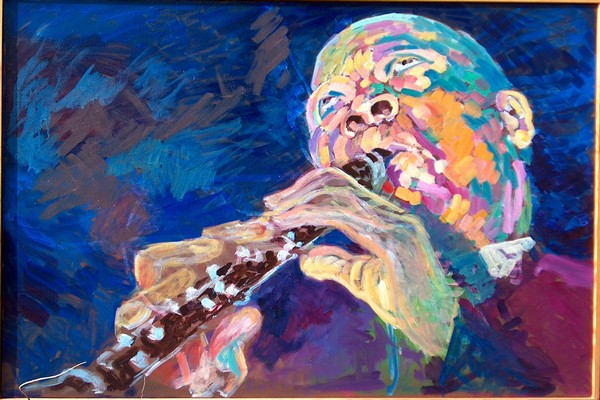 Olie maleri All That Jazz I (Edmond Hall) af Anders Ulstrup malet i 1980