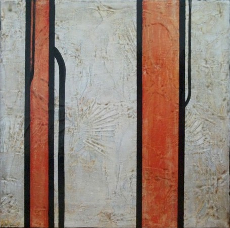 Akryl maleri Red Stripes af Tanja Aldebot malet i 2011